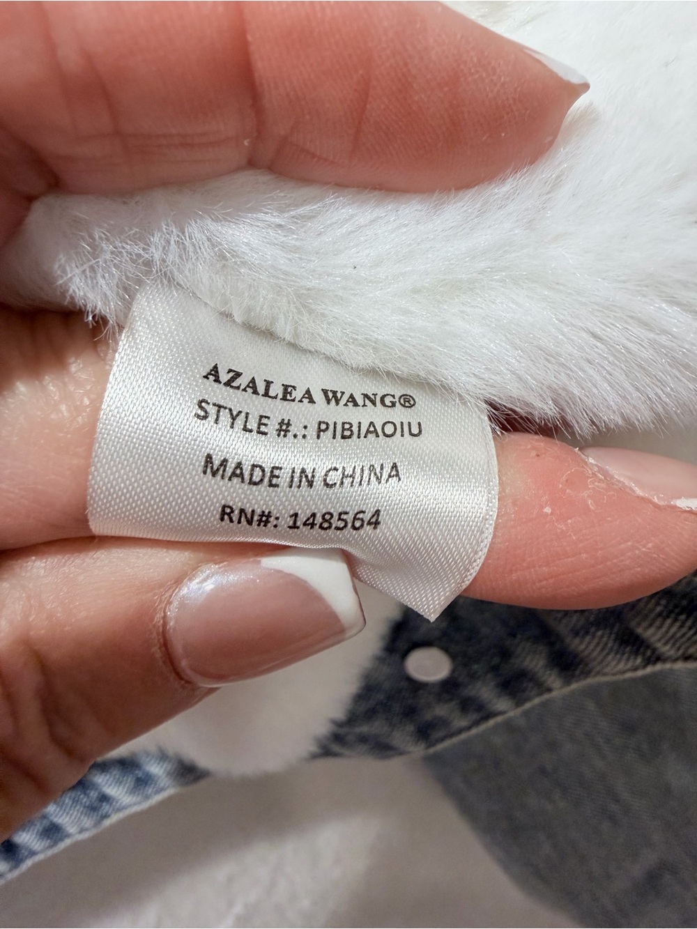 Azalea Wang Faux Fur Lined Cropped Denim Jacket Sherpa Collar Blue S (CKB091) - Picture 6 of 11